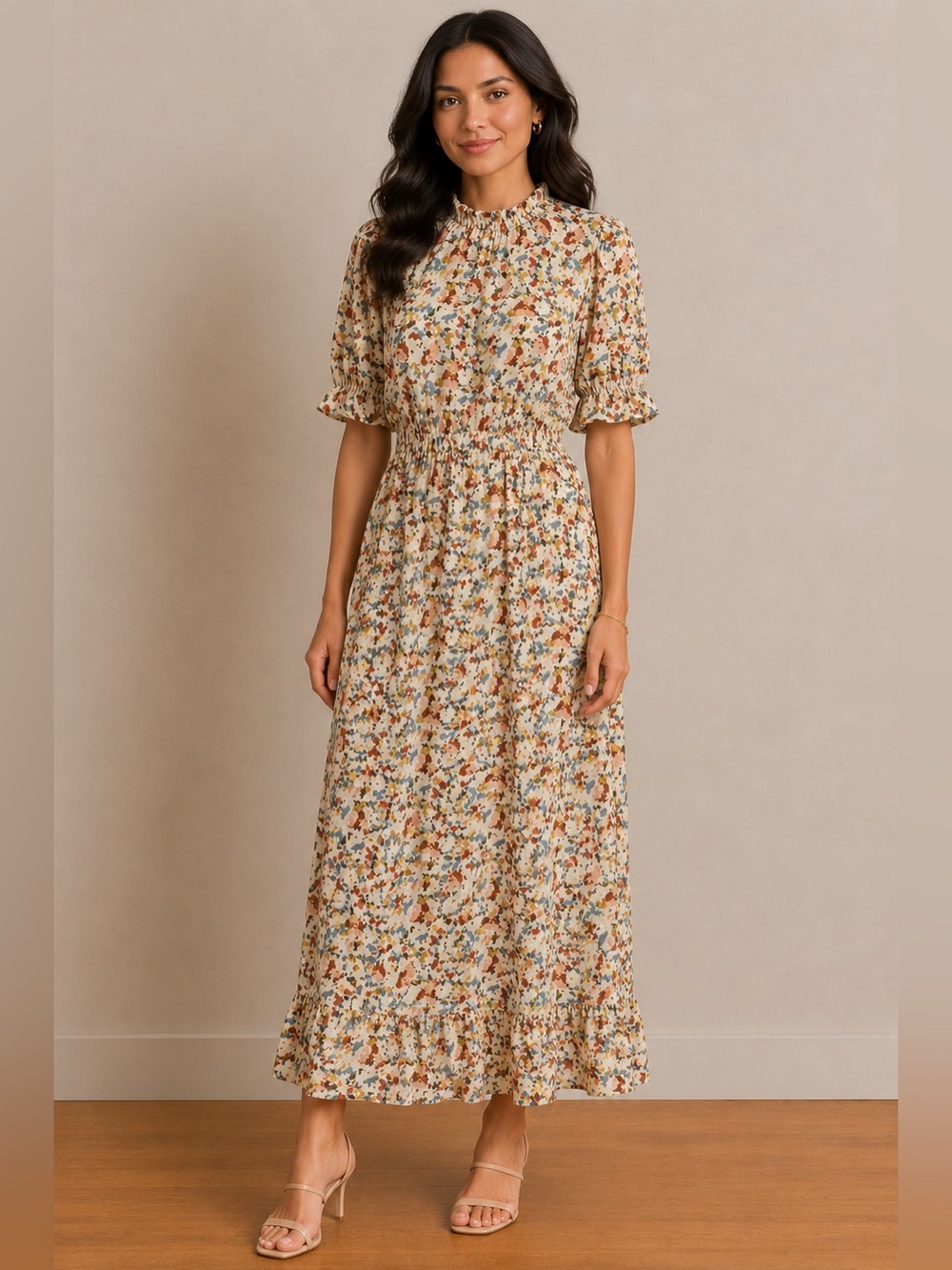 Prairiecore Floral Dress Romantic Vintage Inspired Flowy Feminine Ruffle | Large